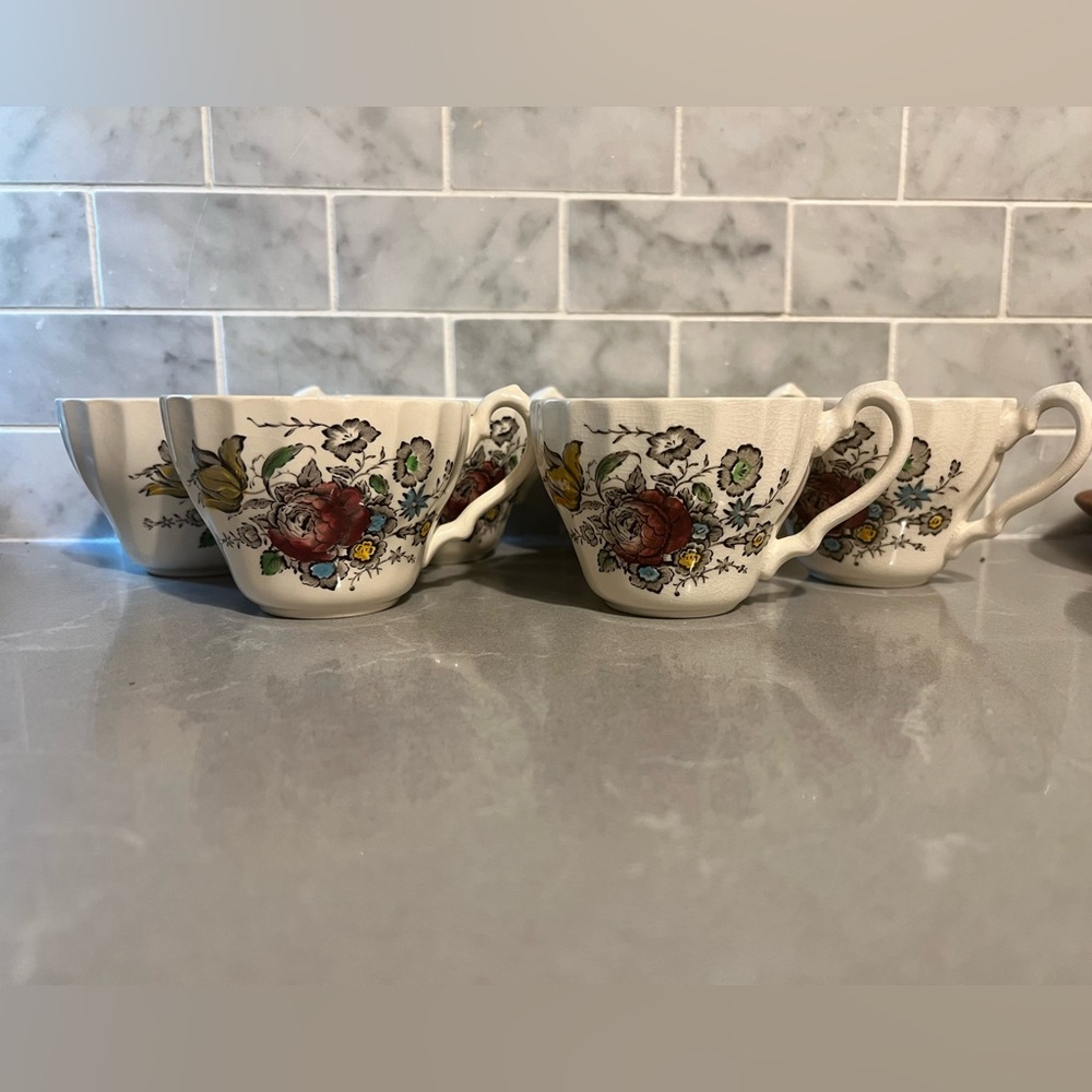 Vintage Myott Staffordshire Set of 6 tea cups made in England/ English Tea Cup